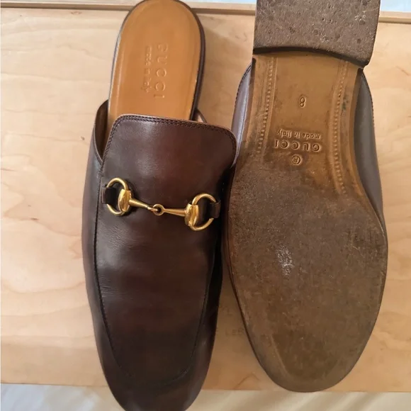 Gucci Men's Dark Brown Leather Slip-On Loafers - Picture 2 of 4